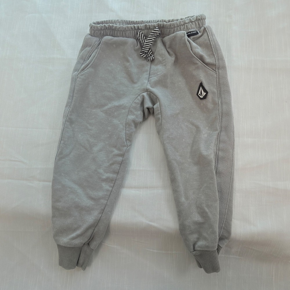 Volcom Jogger Sweatpants Kids 3T Grey Excellent Acid Wash Fleece Skate